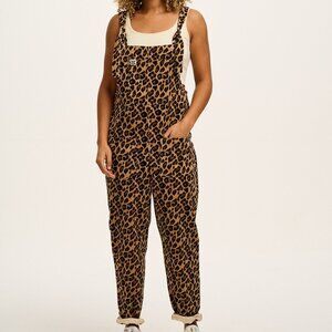 Lucy and Yak Original Corduroy Dungarees in Leopard Print